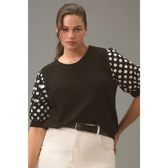 Anthropologie Porridge Puff-Sleeve Polka dot Pullover Top 3X - Picture 1 of 4